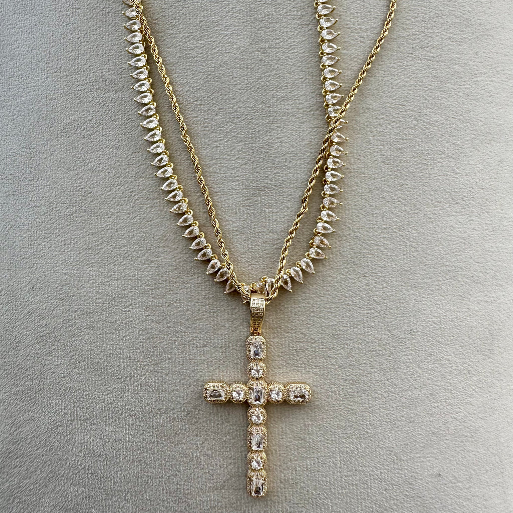 Monaco CZ Cross Necklace
