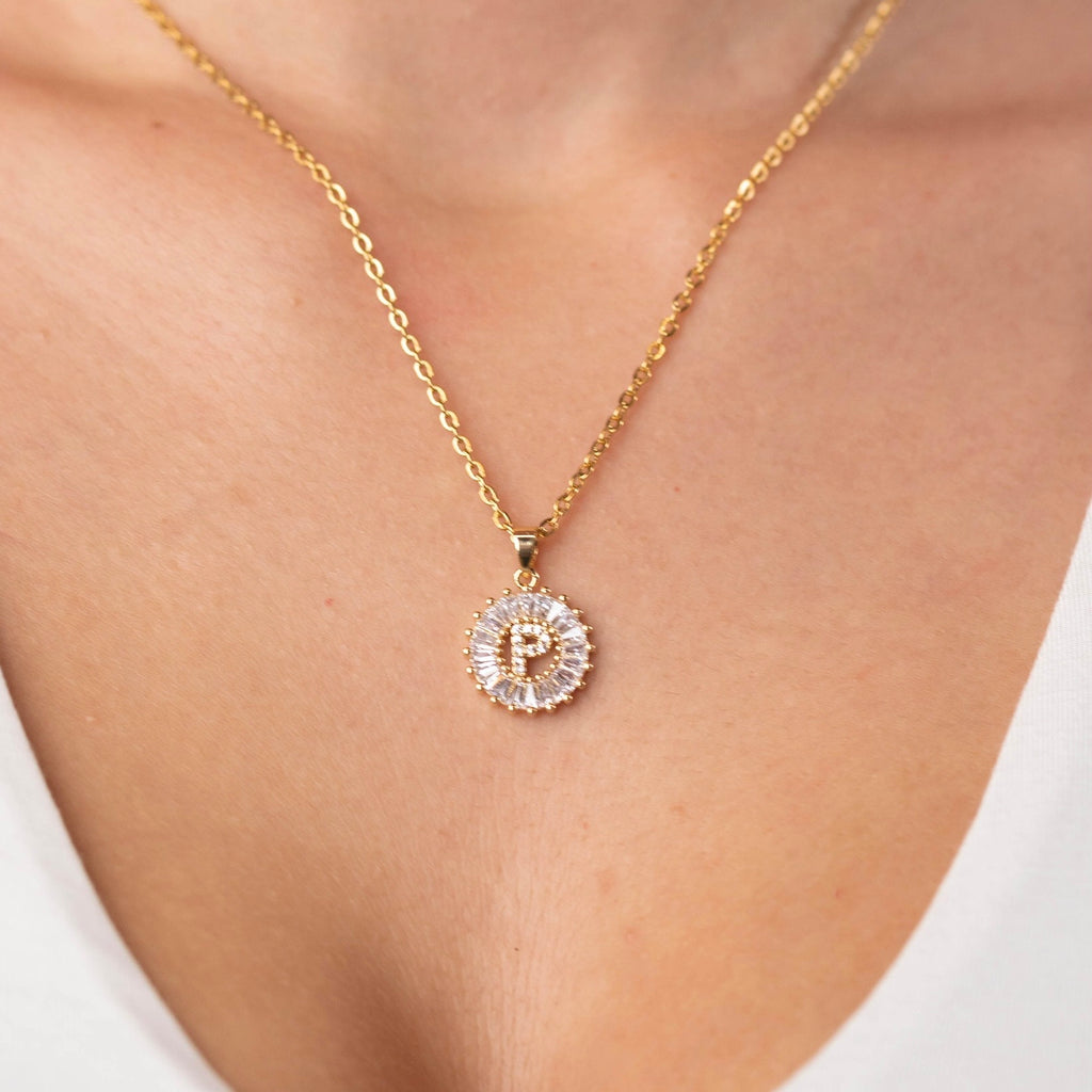 Lady Luxe CZ Initial Necklace